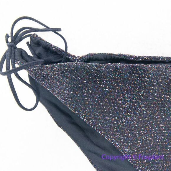 NEW  It’s Now Cool the gathered tie pant bikini bottom black lurex, size M - Picture 4 of 11